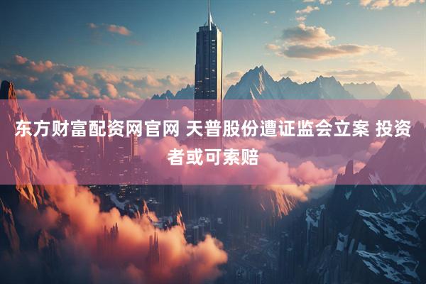 东方财富配资网官网 天普股份遭证监会立案 投资者或可索赔